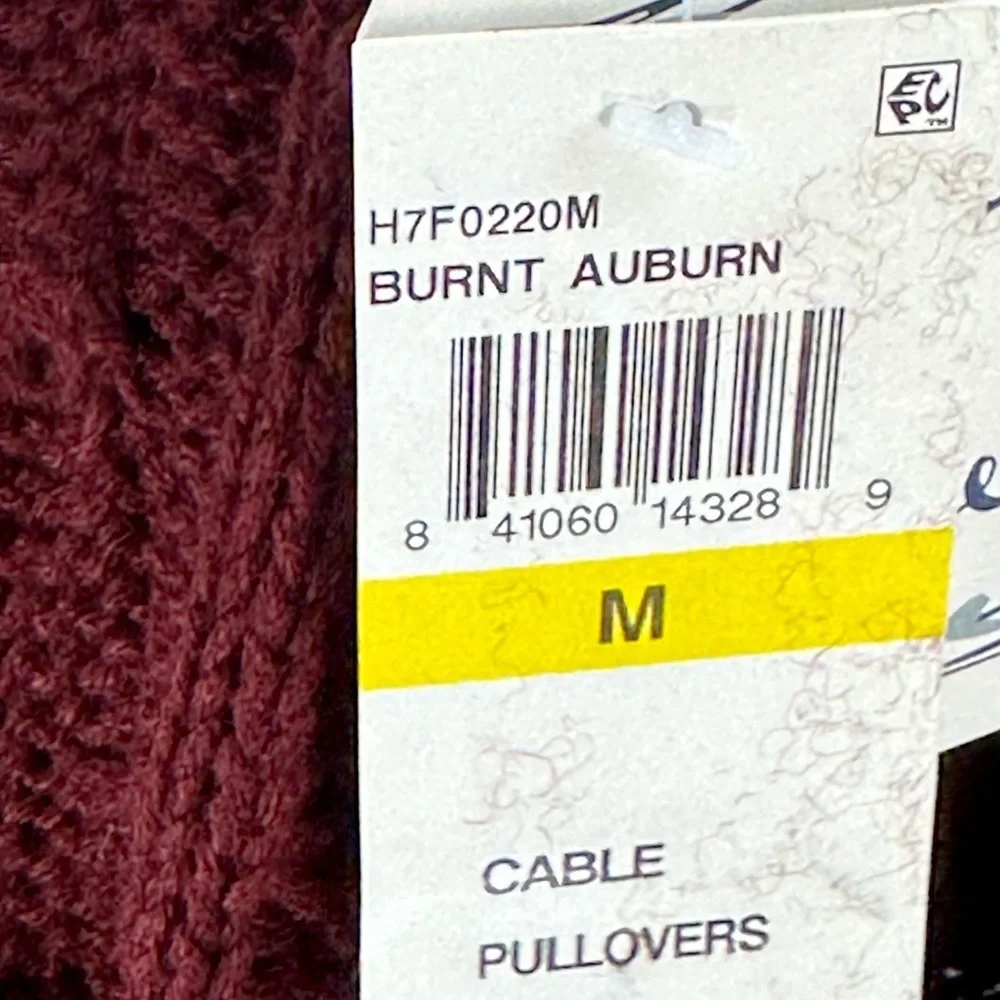 Hippie Rose Long Sleeve Cold Shoulder Crew Neck Cable Knit Sweater - Maroon Red